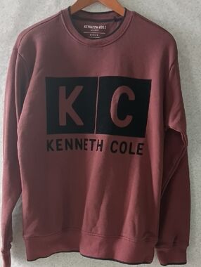 Kenneth Cole Men's Crewneck Sweatshirt in Burgundy with Black KC Logo